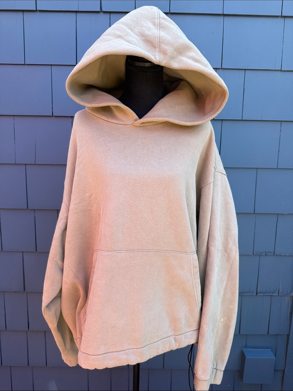 Standard Cloth Minimalist Beige Pullover Hoodie for Men XL
